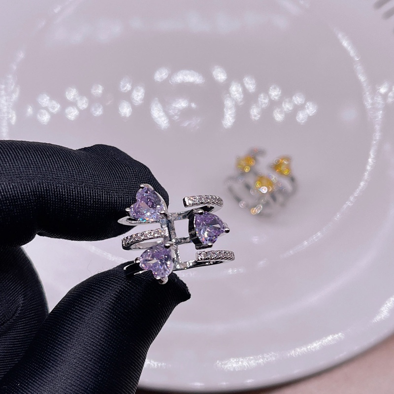 Nhẫn Hở Hình Trái Tim Đính Đá Sang Trọng Cho Nữ