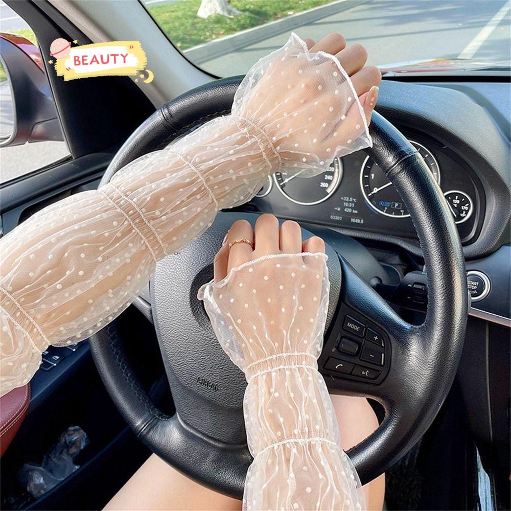 Găng Tay Chống Nắng Phối Lưới Ren Mỏng Thoáng Khí Phong Cách Lolita