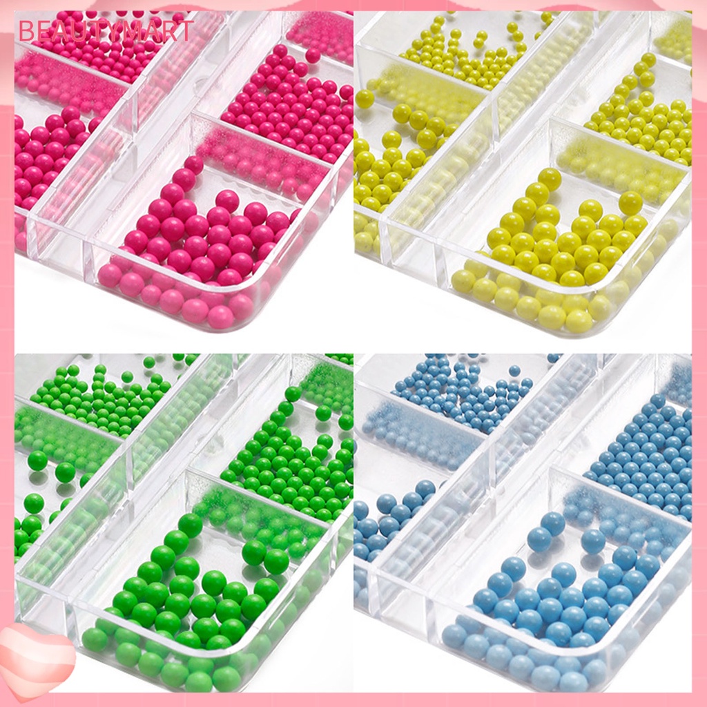 Hộp Hạt 3D Màu Trơn Tự Trang Trí Móng Tay Nghệ Thuật