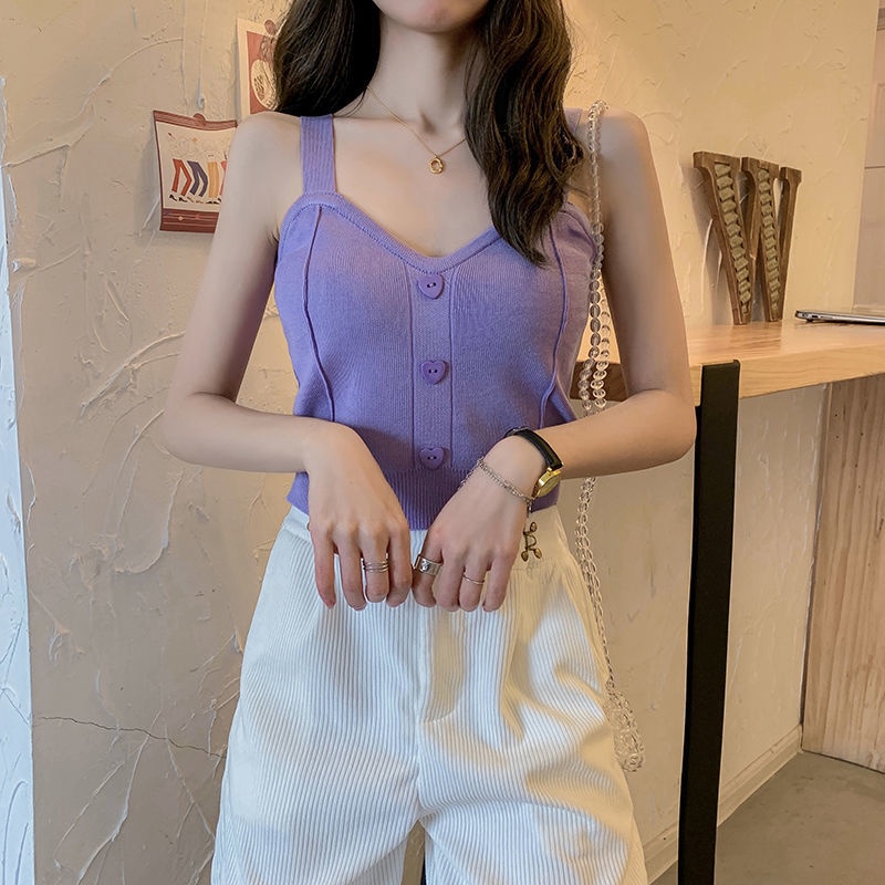 Áo Hai Dây Dệt Kim Màu Sắc Thời Trang Mùa Hè Cho Bé Gái