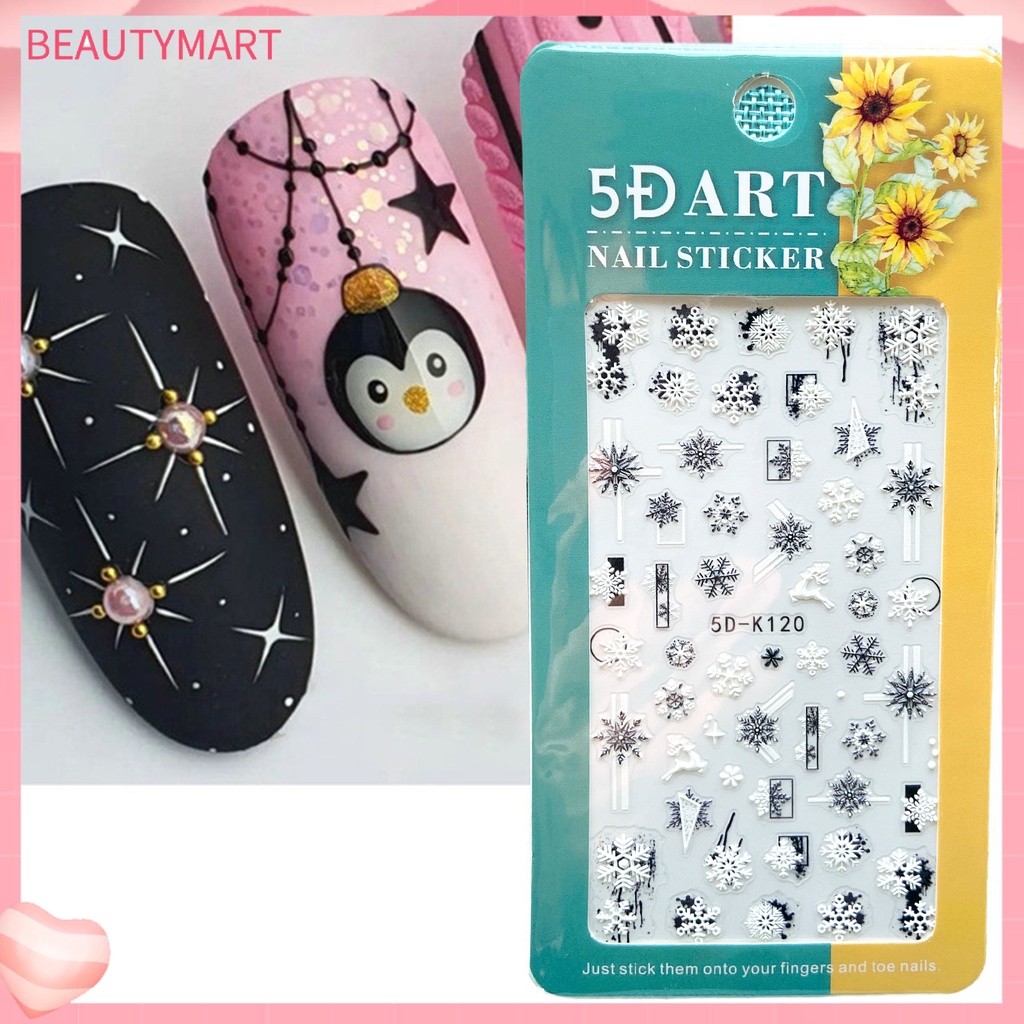 Nhãn Dán Móng Tay Siêu Mỏng Họa Tiết Giáng Sinh Tinh Tế Dính Mạnh Mẽ