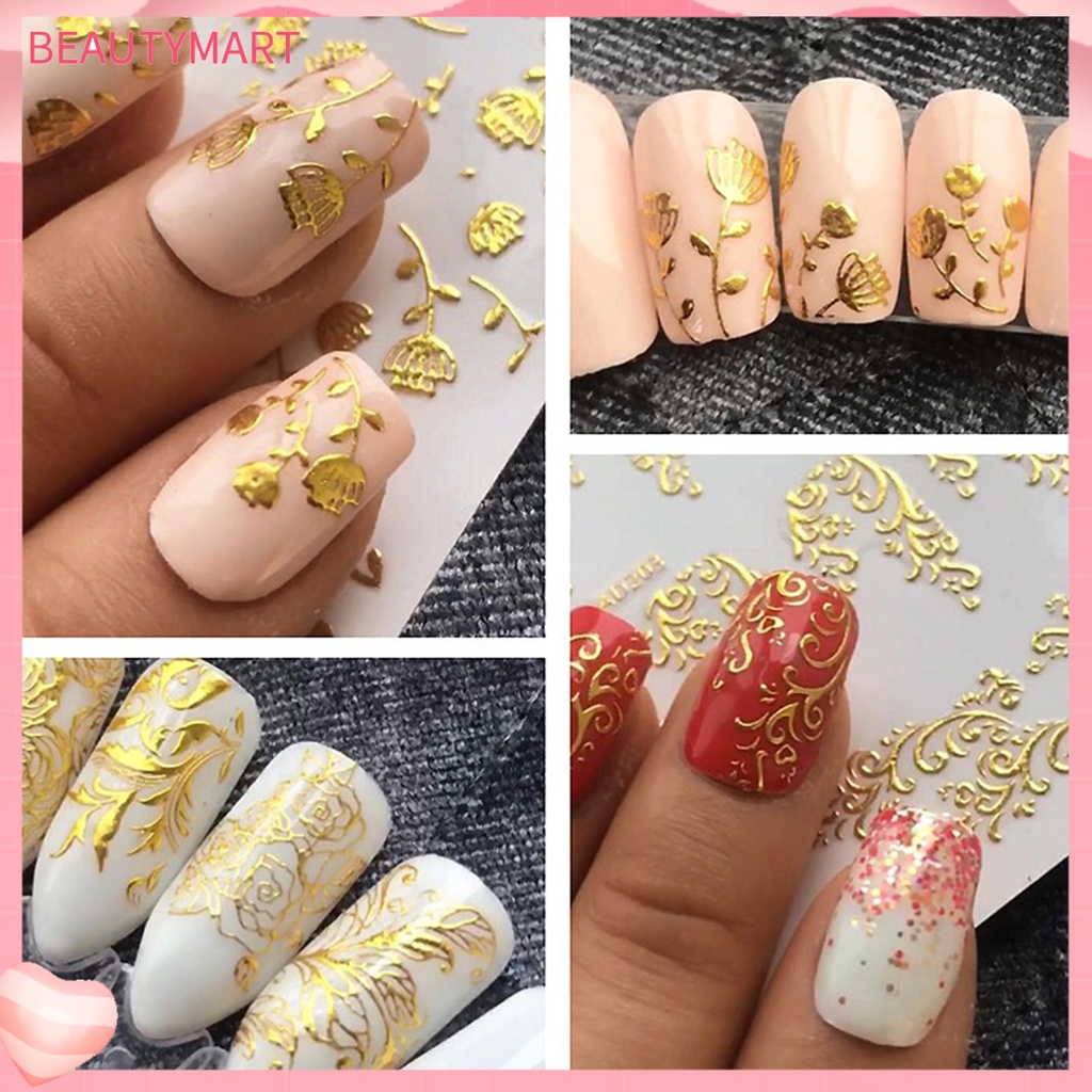 Set 20 Đề Can Dán Trang Trí Móng Tay Bằng Kim Loại Gọn Nhẹ Thông Dụng Cho Nữ