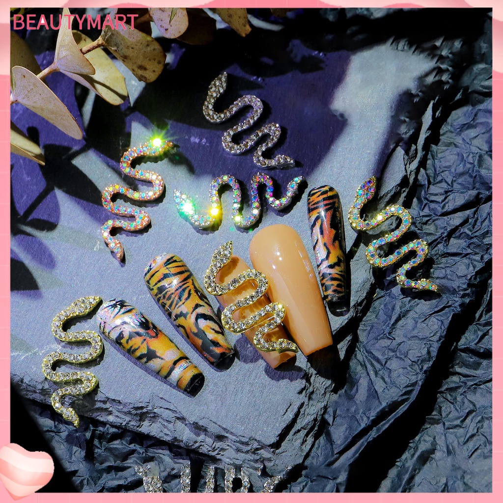 Phụ Kiện Trang Trí Móng Tay Hình Rắn Bằng Hợp Kim Gọn Nhẹ DIY