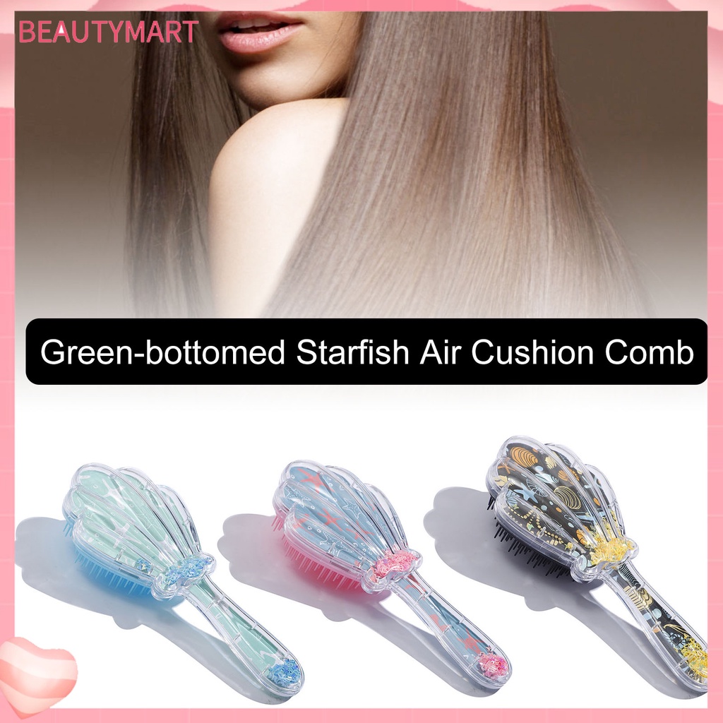 Lược Chải Tóc Đệm Khí Bằng Nhựa ABS Hình Sao Biển Màu Xanh Lá Kích Thước Nhỏ Gọn Dùng Tại Nhà