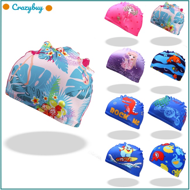 Cr Mũ Bơi Co Giãn Tốt In Họa Tiết Hoạt Hình Dễ Thương Cho Bé