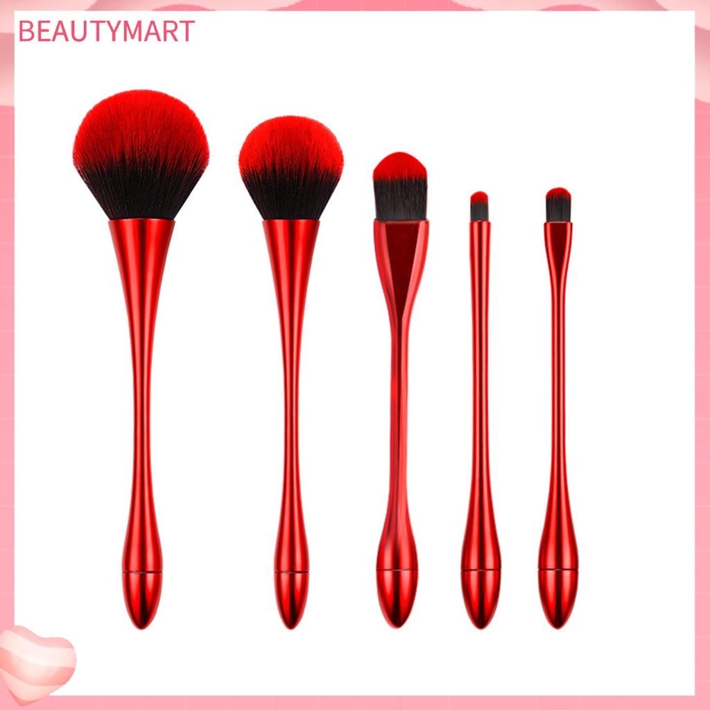 Set 5 Cọ Trang Điểm Thắt Lưng Bằng Nhựa Lông Mềm Mạ Điện Đa Năng