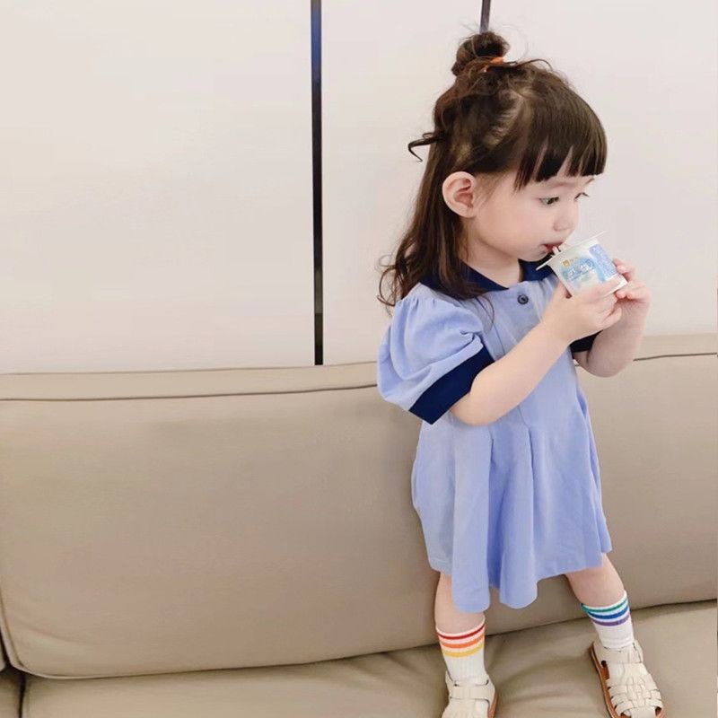 Đầm Polo Tay Ngắn Thêu Họa Tiết Thời Trang Mùa Hè Mới Cho Bé Gái