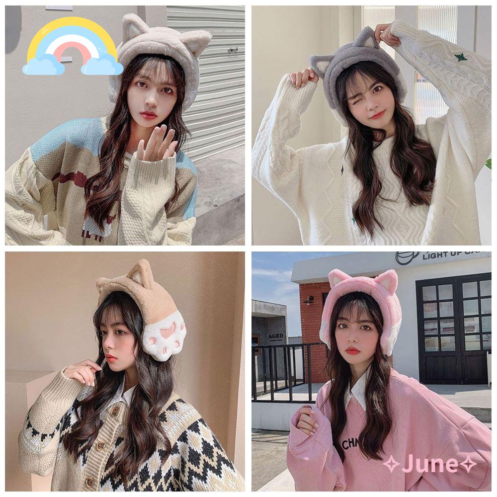 JUNE Bông Chụp Tai Giữ Ấm Kiểu Dáng Dễ Thương Cho Nữ
