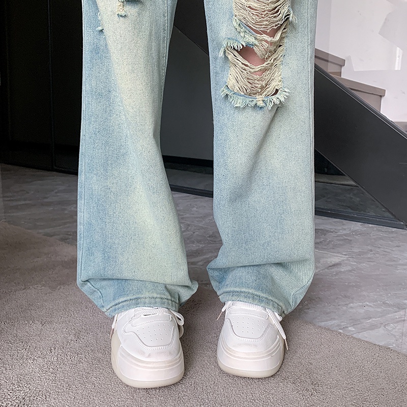 NZN Quần Jean Lưng Cao Màu Sắc Tươi Sáng Phong Cách retro Hàn Quốc Cho Nữ