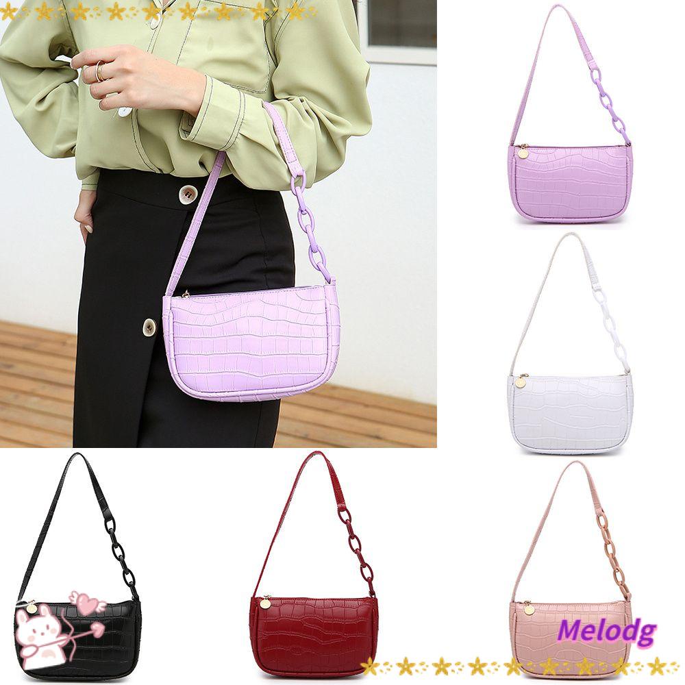 MELODG Túi Xách Da PU Màu Trơn Có Khoá Kéo