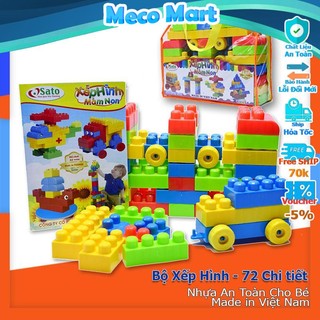 Đồ Chơi Xếp Hình Mầm Non SATO 75,72,36 Chi Tiết, Đồ Chơi Trẻ Em Phát Triển Óc Sáng Tạo, Đồ Chơi Trí Tuệ Trẻ Em MECO MART