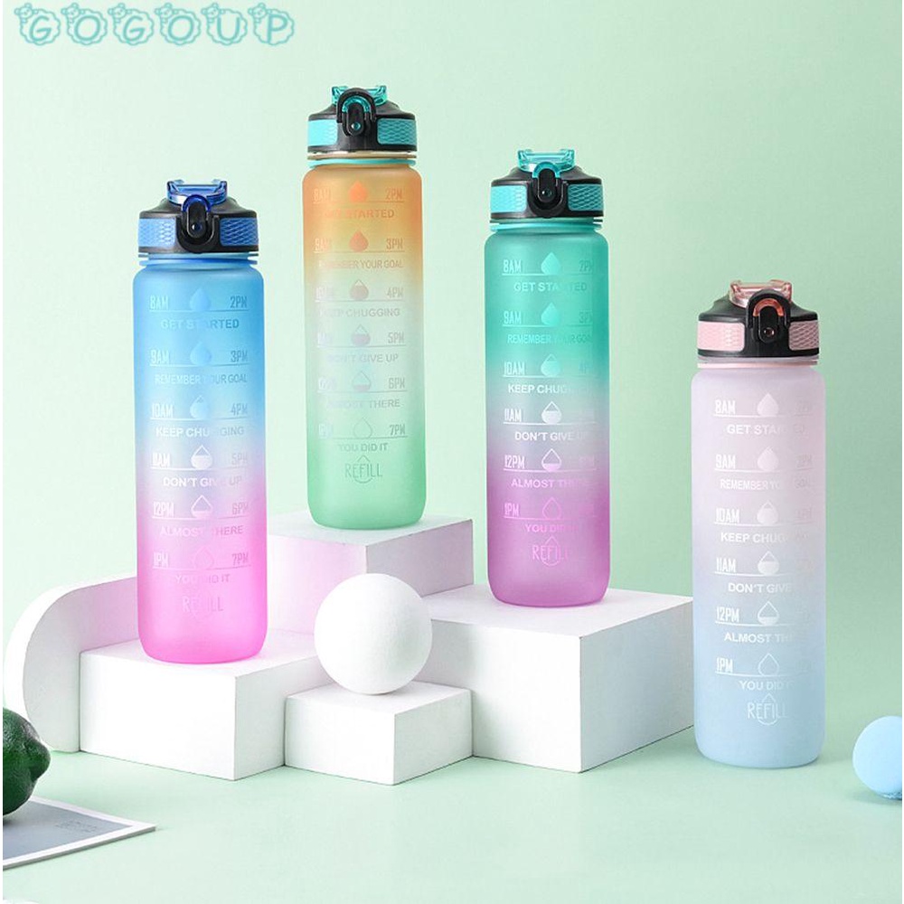 GOGOUP Bình Nước Nhựa Dung Tích Lớn 1000ml Màu Gradient