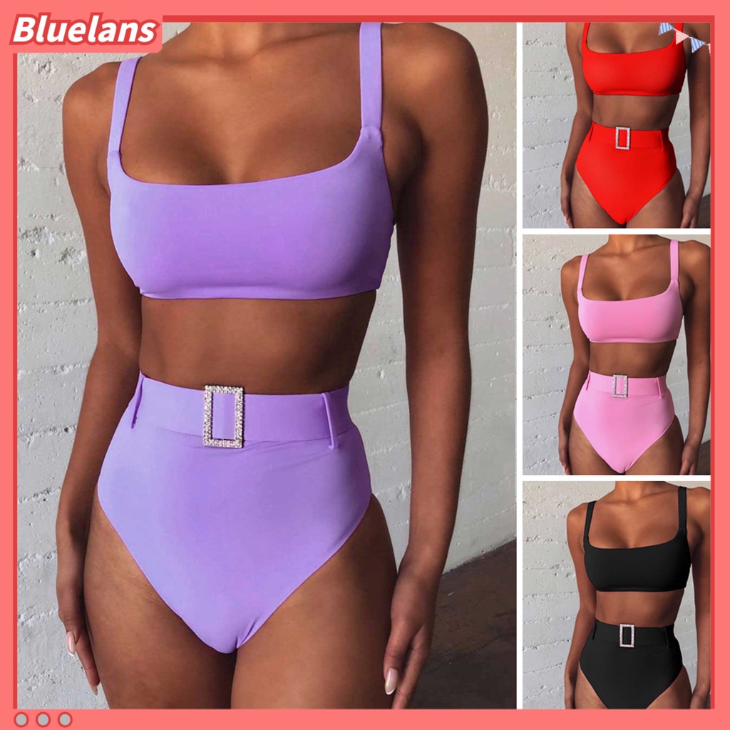 Bộ Đồ Bơi 2 Mảnh Lưng Cao Không Tay Màu Sắc Thời Trang Cho Nữ