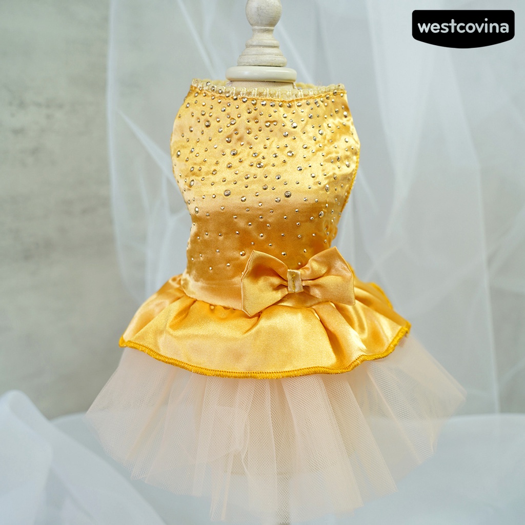 [COD]♞Đầm Lưới Thắt Nơ Đính Đá Sáng Lấp Lánh Mềm Mại Thoải Mái Bắt Mắt Cho Thú Cưng