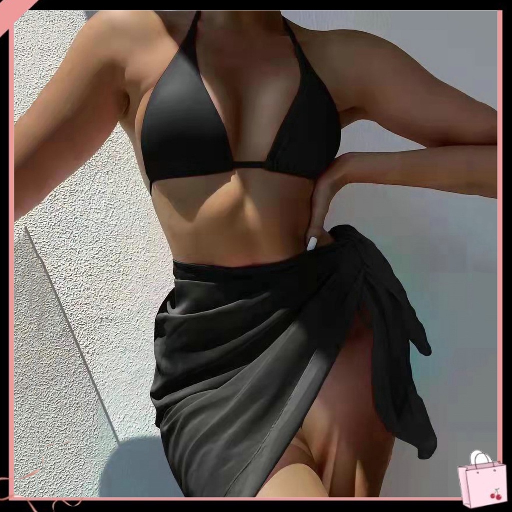 1 Bộ Đồ Bơi Bikini Ba Mảnh Hai Dây Có Đệm Ngực Gợi Cảm Cho Nữ