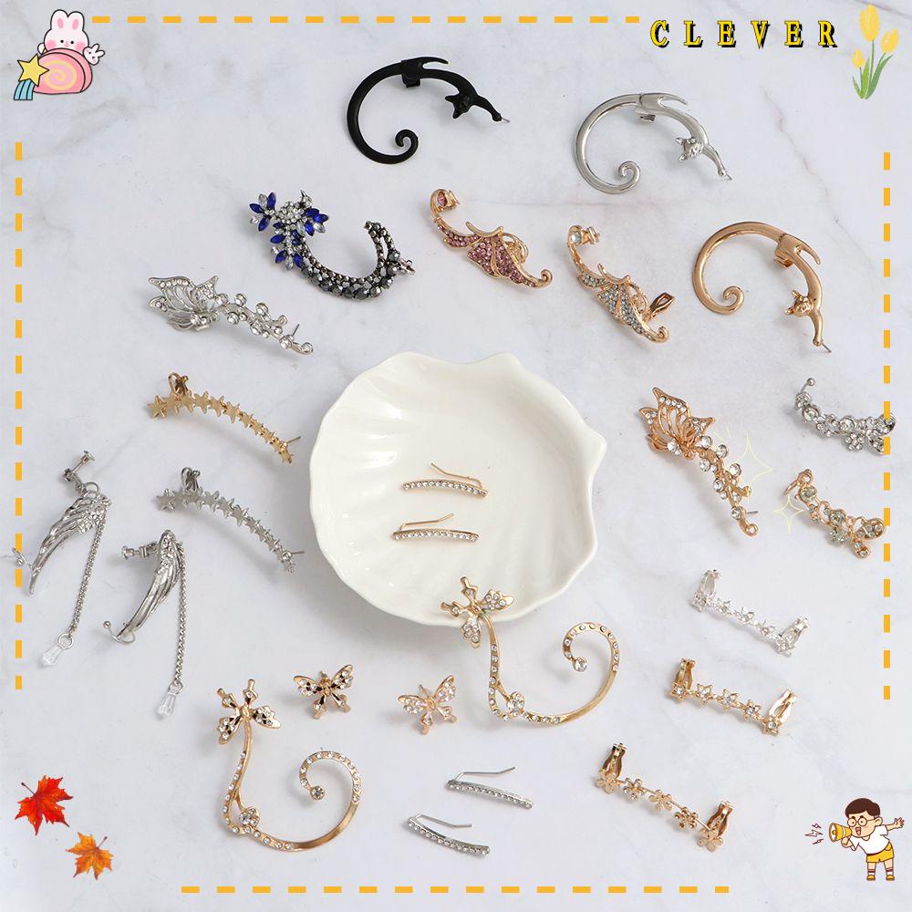 CLEVER 1 / 1 Đôi Khuyên Tai Hình Bướm Đính Pha Lê