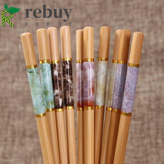 Bộ 5 đôi đũa tre họa tiết vân đá cẩm thạch nhiều màu chống trượt phong cách Trung Hoa cổ điển