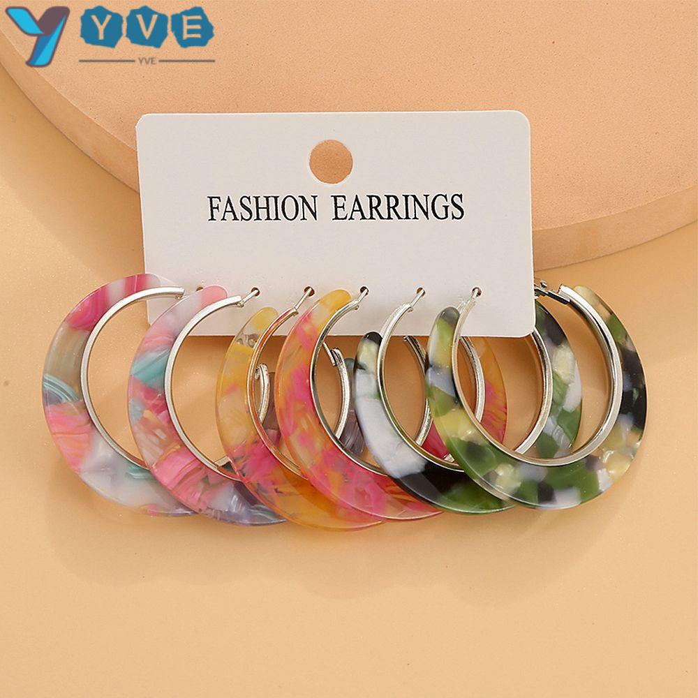 YVE Bông Tai Tròn Acrylic Cho Nữ