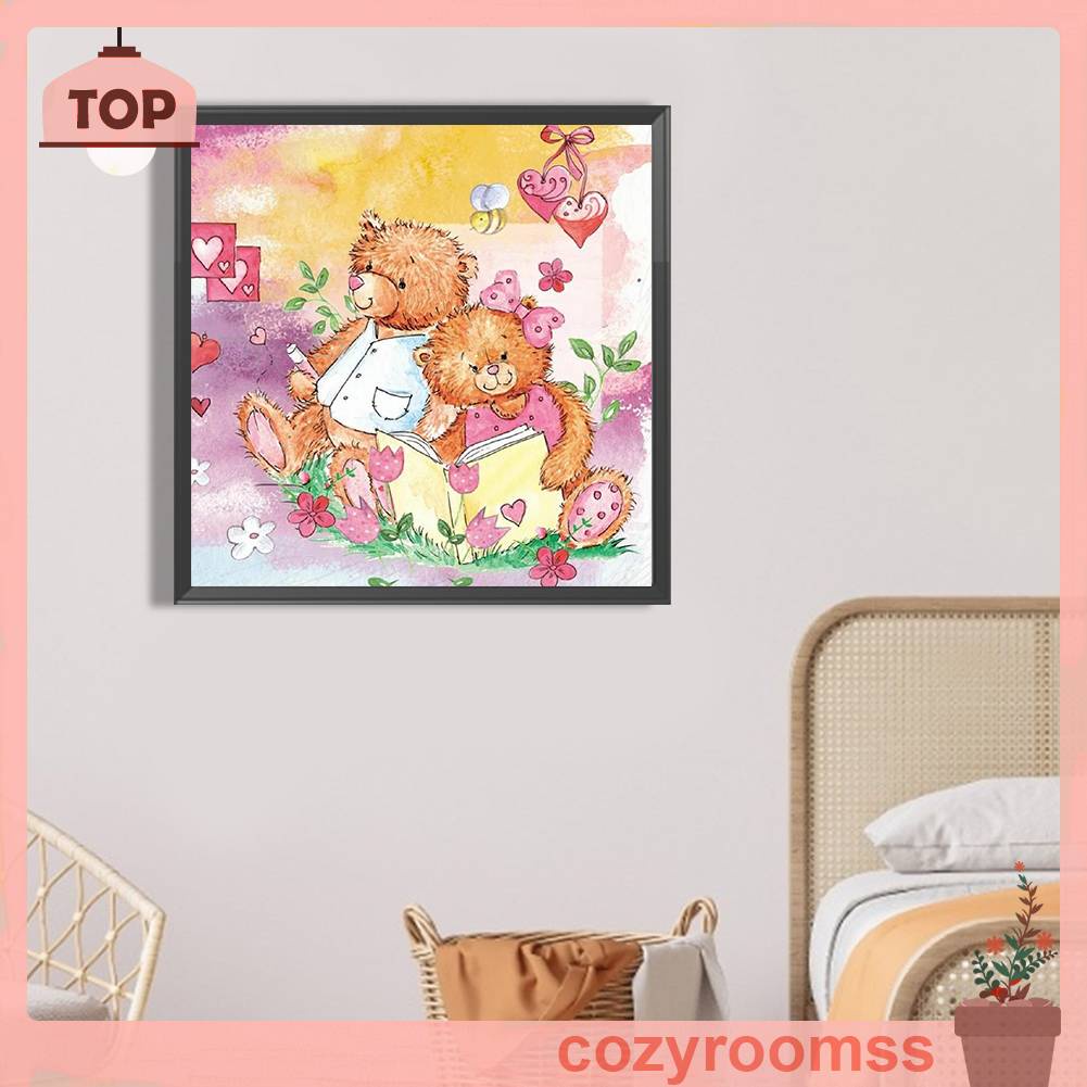 Tranh Đính Đá 5D Tự Làm Hình Gấu Hoạt Hình Trang Trí Nhà Cửa