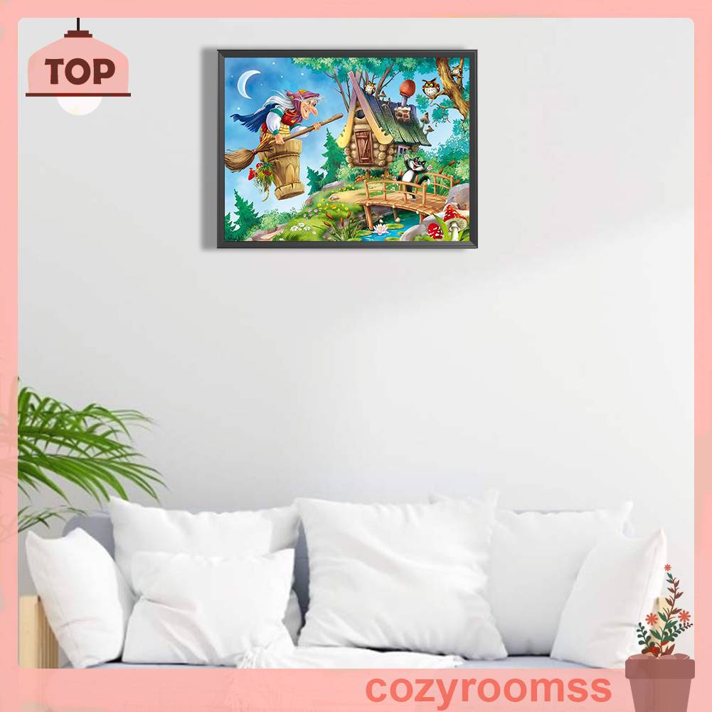 Tranh Đính Đá Kim Cương Toàn Bộ 5D DIY Hình Vẽ Phù Thủy Trang Trí Nhà Cửa