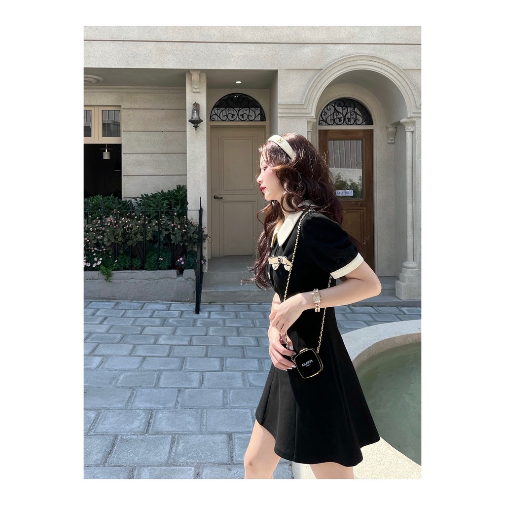 Đầm Cổ polo Cài Nút Phong Cách vintage Hàn Quốc Thời Trang Mùa Hè Xinh Xắn Cho Nữ