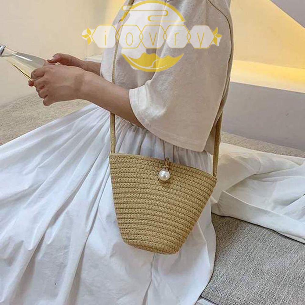 IVORY Túi Đeo Chéo Đan Lát Phong Cách Hàn Quốc Dễ Phối Đồ