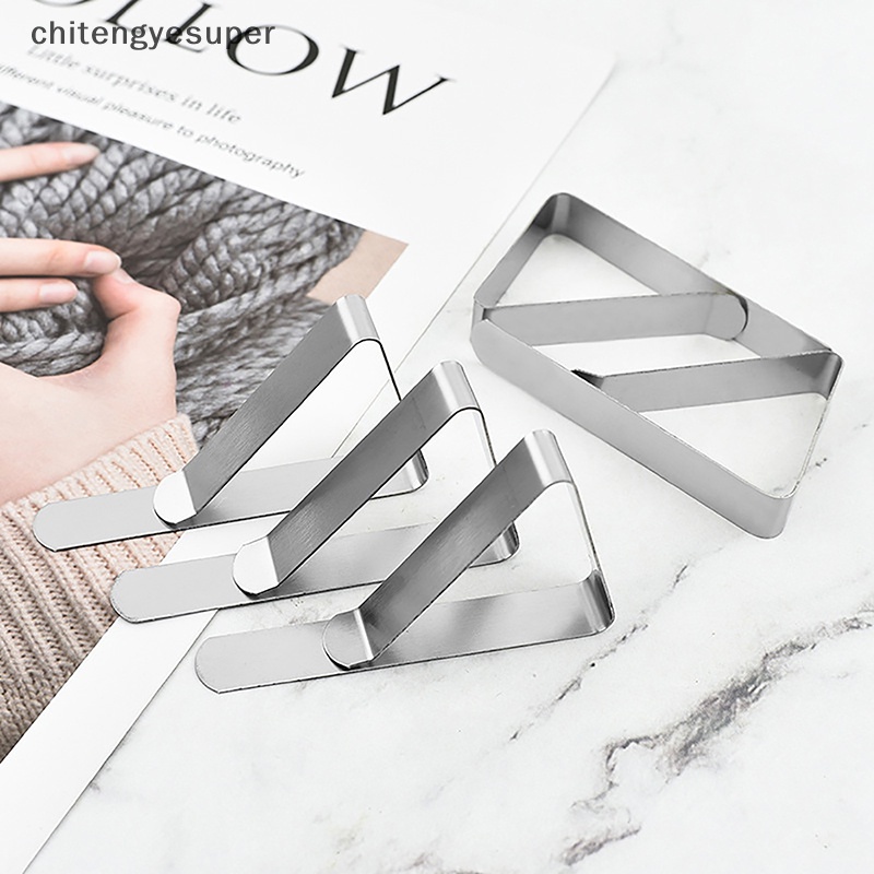 Set 6 Kẹp Cố Định Khăn Trải Bàn Hình Tam Giác Bằng Thép Không Gỉ Chống Trượt