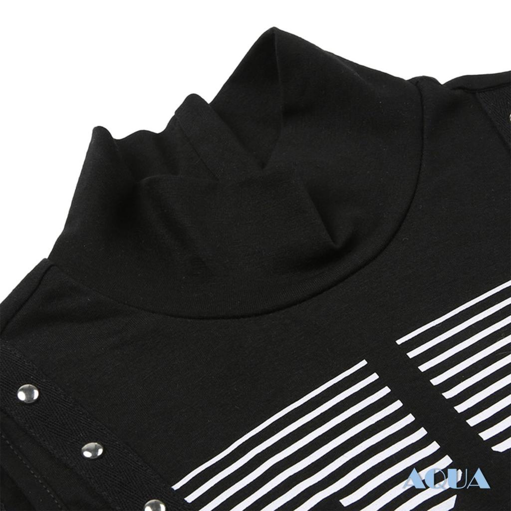 Áo Croptop Sát Nách Cổ Lọ Phối Ruy Băng In Chữ Phong Cách Hip Hop Thời Trang Mùa Hè Cho Nữ