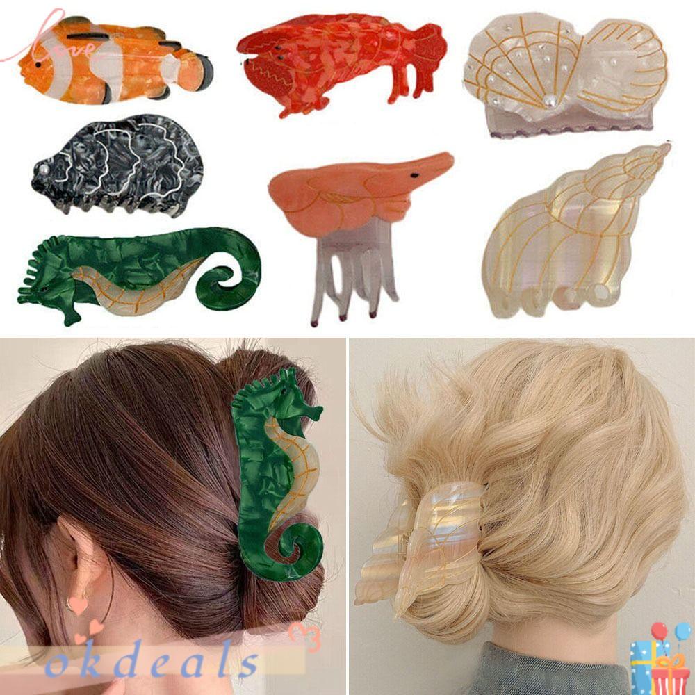 Kẹp Tóc Càng Cua Bằng Acrylic Họa Tiết Hình Học Độc Đáo Thời Trang