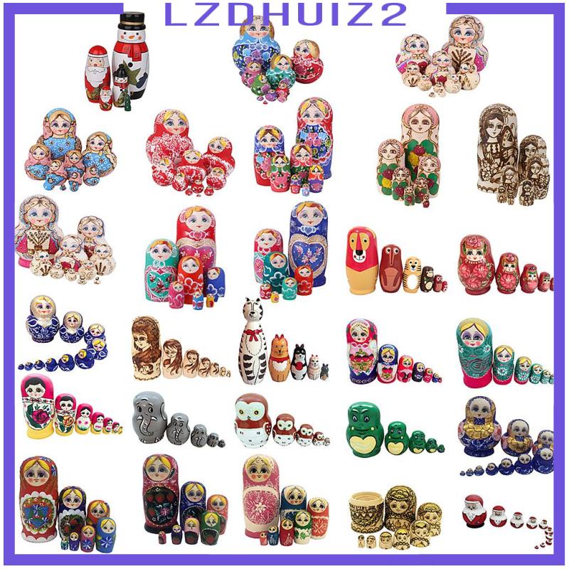 Bộ 6 Búp Bê Matryoshka Bằng Gỗ Hình Động Vật