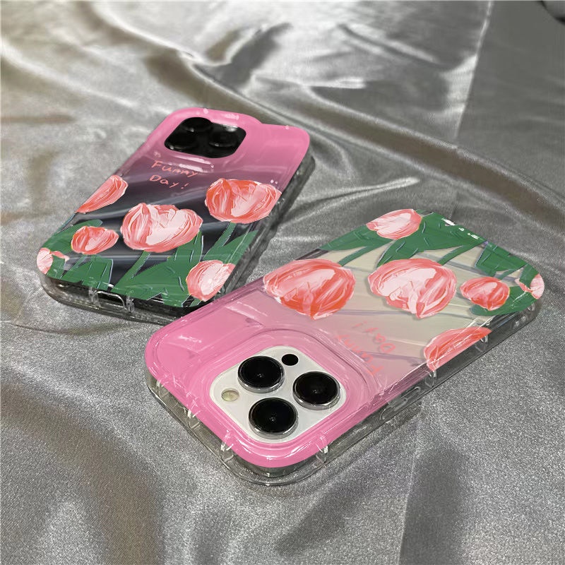 Ốp Điện Thoại Mềm Trong Suốt Họa Tiết Hoa Tulip Dễ Thương Cho Iphone 14Promax 13127 11 / 8Plus xr 9ZNG
