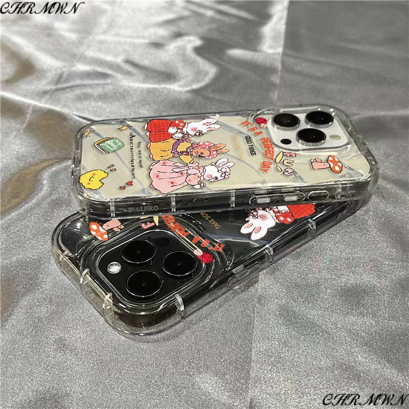 Ốp Điện Thoại Mềm Trong Suốt Hình Ba Chú Thỏ Dễ Thương Cho iPhone14promax 1312 / 11 7 / 8plus xr / sins JYNT