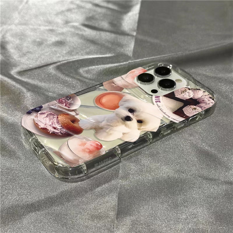 Ốp Điện Thoại Mềm Trong Suốt Họa Tiết Bánh Kem Và Chú Chó Dễ Thương Cho iPhone14promax 1312 / 11 7 / 8plus xr / sins XXGK