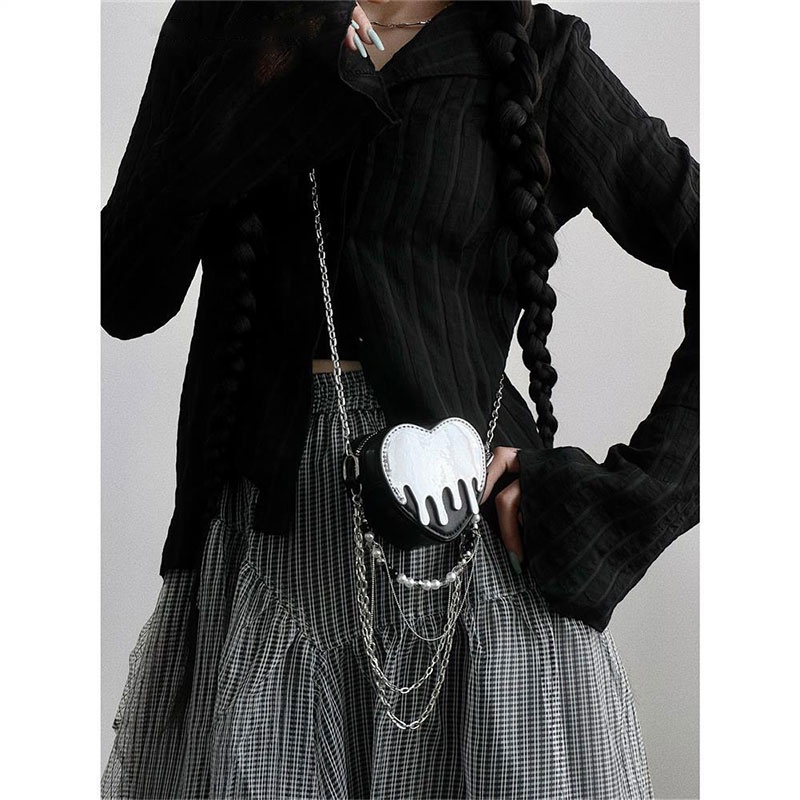 Túi xách MOWEIKAIDI kiểu dáng trái tim màu tương phản thời trang Y2K cho nữ