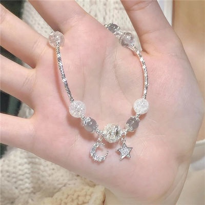 Nóng bán màu xám băng sao mặt trăng vòng đeo tay hàn quốc mới tay đính cườm cô gái đồ trang sức tay