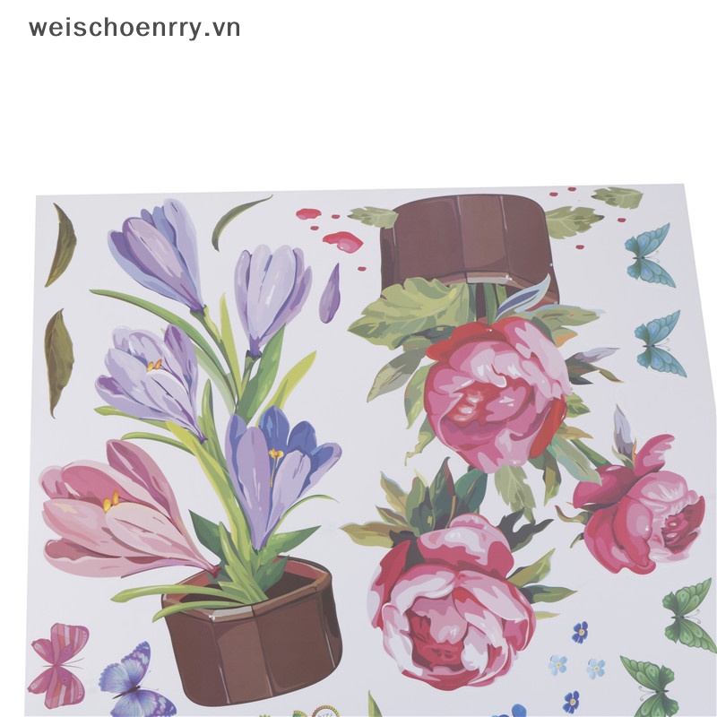 Sticker Dán Tường Họa Tiết Chậu Hoa Độc Đáo Trang Trí Nhà Cửa