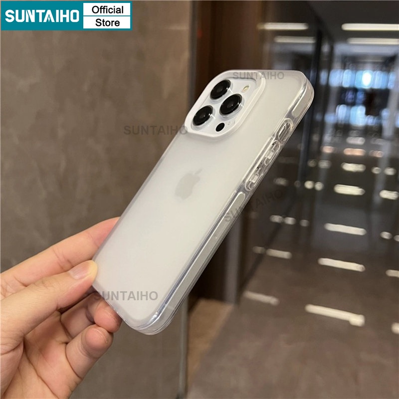 Suntaiho Ốp lưng ốp iphone chống bẩn đen Matte Frosted trong suốt Clear Simple silicon Softcase For iPhone 14 Pro Max 13 12 case iPhone xr 11 Pro Max X XS Max IP 7 8 Plus viền vuông Shockproof Full Cover