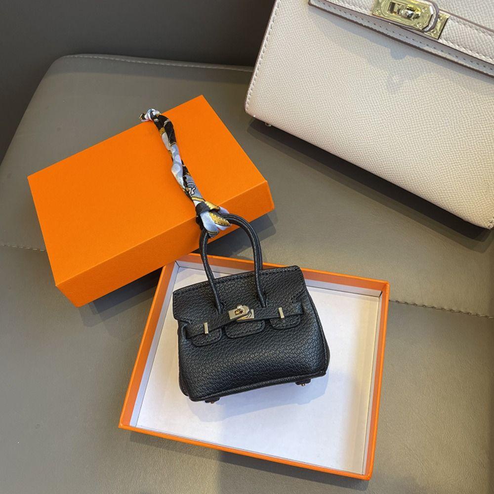 Mặt dây chuyền túi quillan mini birkin, túi đựng tai nghe chống va đập đầy đủ, bao tai nghe bluetooth da nhân tạo 12 màu túi đựng son môi nhỏ cho son môi tai nghe
