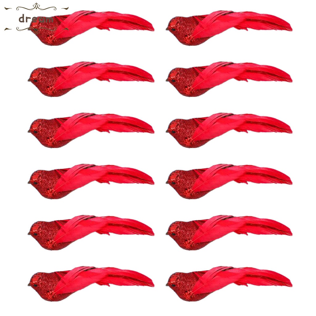 【DREAMLIFE】12 PCS Artificial Feather Birds Clips High Quality For Wreaths Christmas Decor