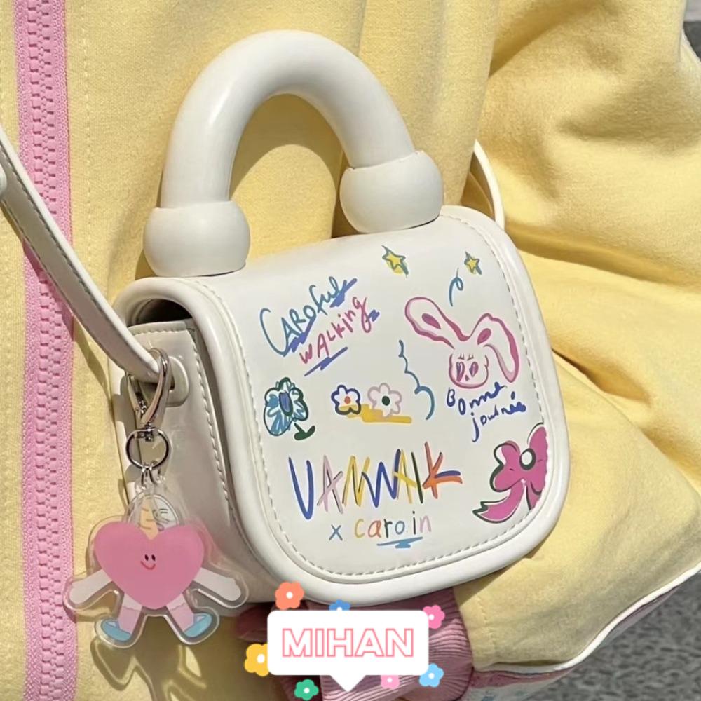 Túi Đeo Chéo Dáng Vuông Nhỏ In Họa Tiết Graffiti Hoạt Hình Thời Trang Cho Nữ MIHAN1