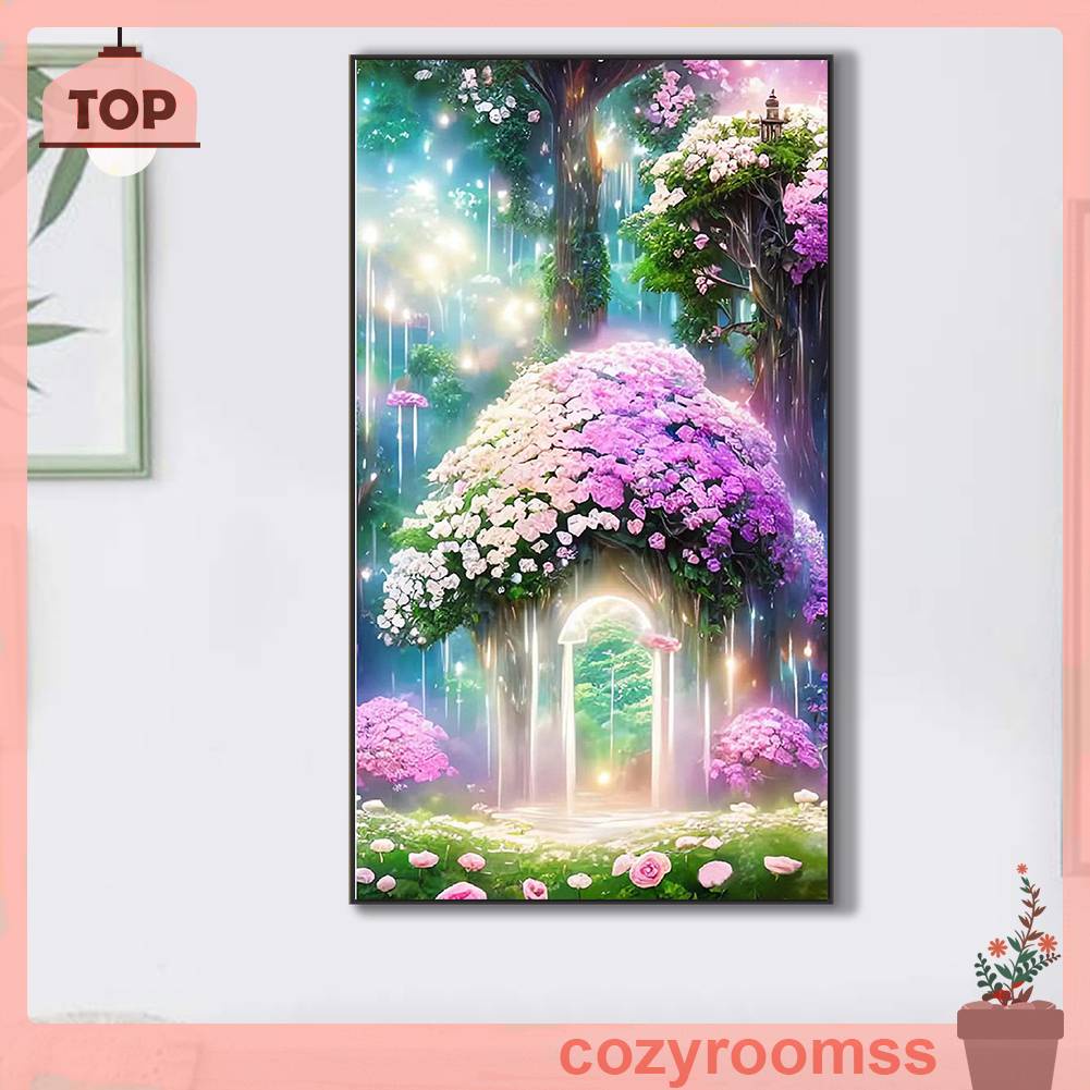 Tranh Đính Đá Kim Cương Toàn Bộ 5D DIY Hình Vẽ Cây Hoa