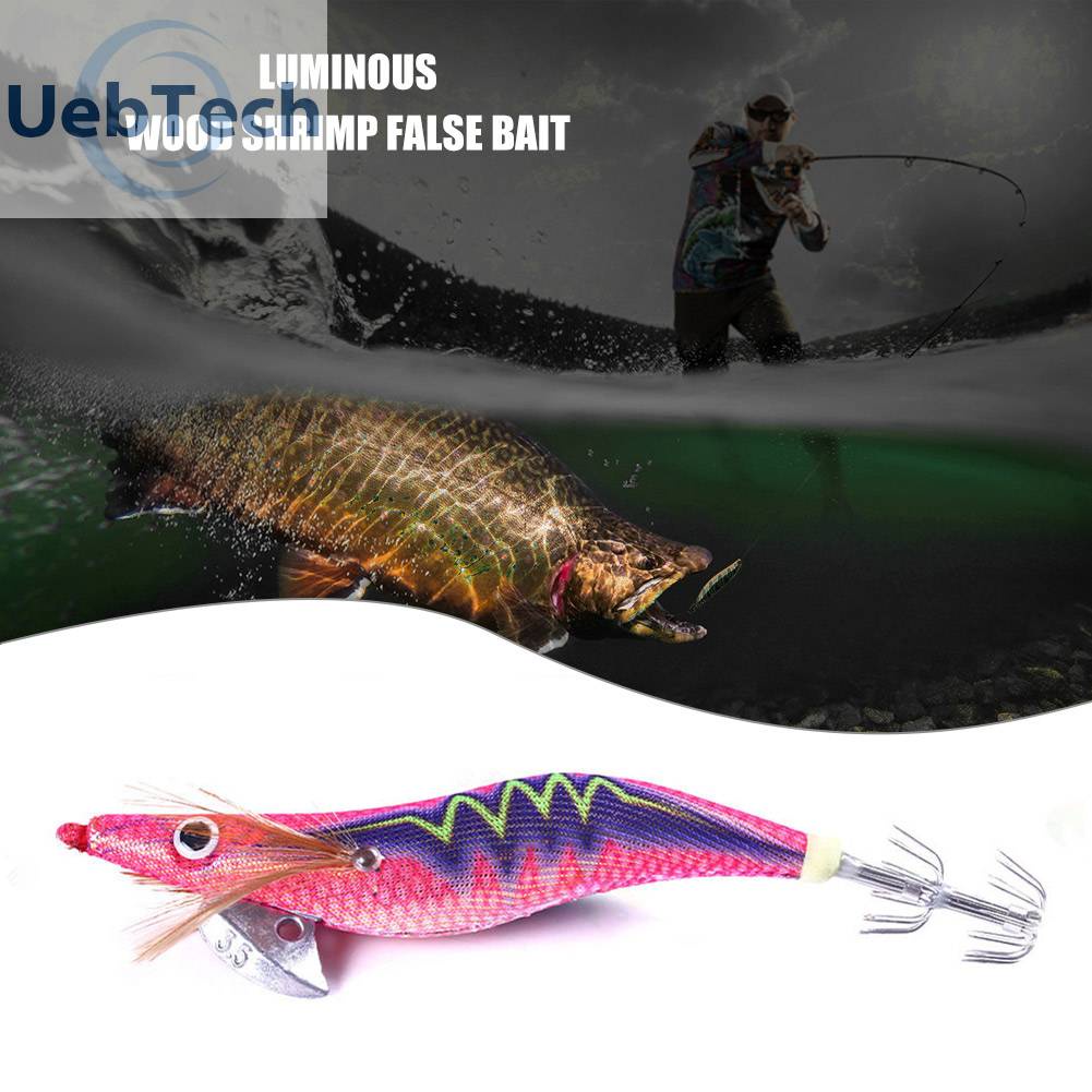 Mồi Câu Cá Giả Hình Tôm Dạ Quang 14cm 20g Bằng Gỗ