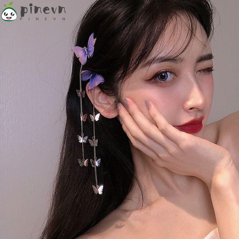 1 Cặp Kẹp Tóc Hình Bướm Đính Đá Thời Trang