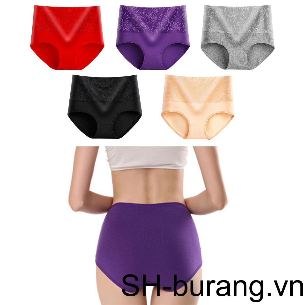 Quần Lót Cotton Lưng Cao Co Dãn Plus Size Cho Nữ