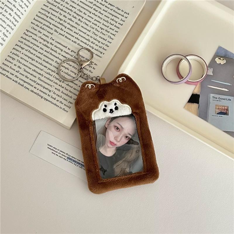 Dây Treo Thẻ Bằng Lông Nhung Hình Cún / Mèo Dễ Thương Xinh Xắn