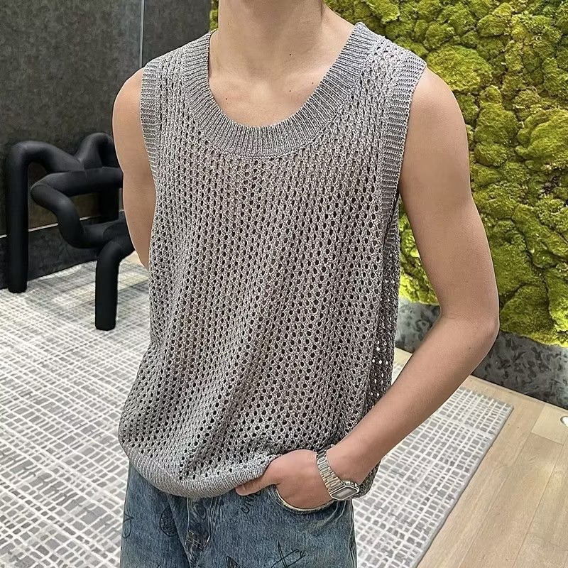Áo Ba Lỗ Dệt Kim Dáng Rộng Thời Trang Mùa Hè Cao Cấp Cho Nam
