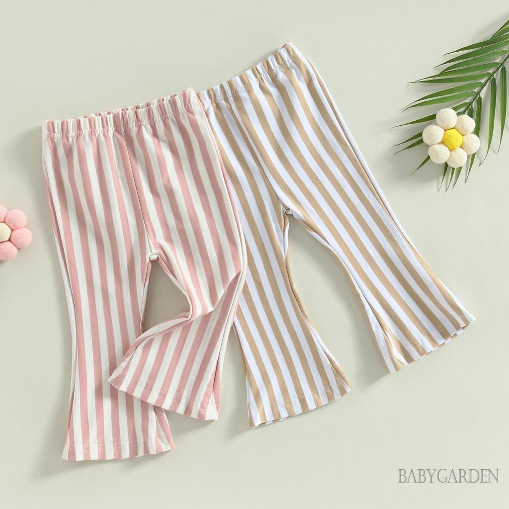 Quần Dài Ống Loe Lưng Thun Họa Tiết Kẻ Sọc Thời Trang Mùa Thu Cho Bé Gái / 6 Tháng-4 Tuổi