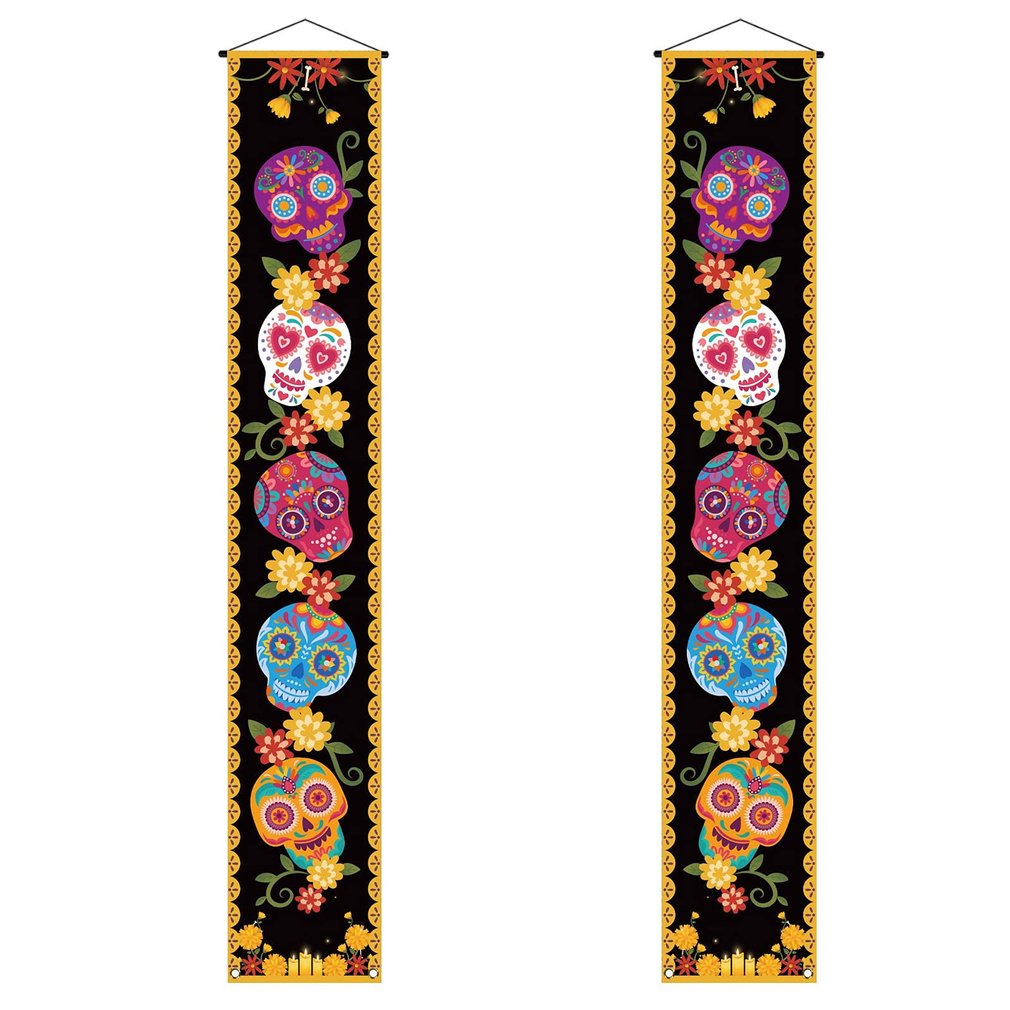 =Christmas=Couplet Sugar Skull Wall Hanging Sign Decorative Holiday Party Decorations
