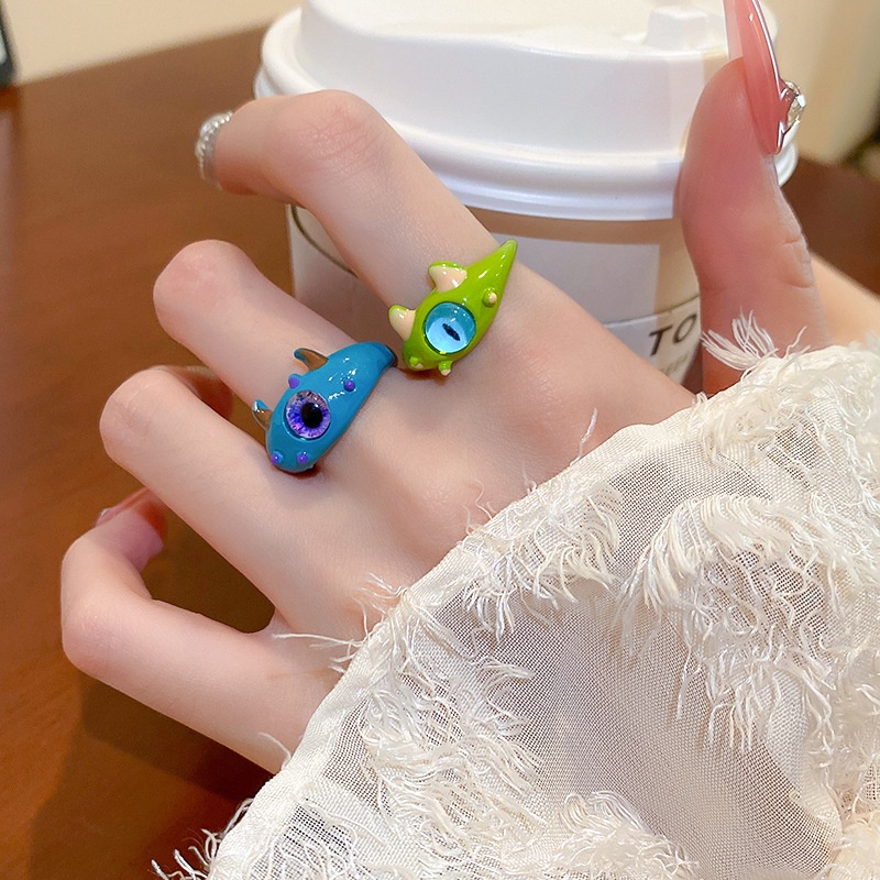 Nhẫn Hở Hình Mắt Ếch Hoạt Hình Dễ Thương Có Thể Điều Chỉnh Cho Nữ