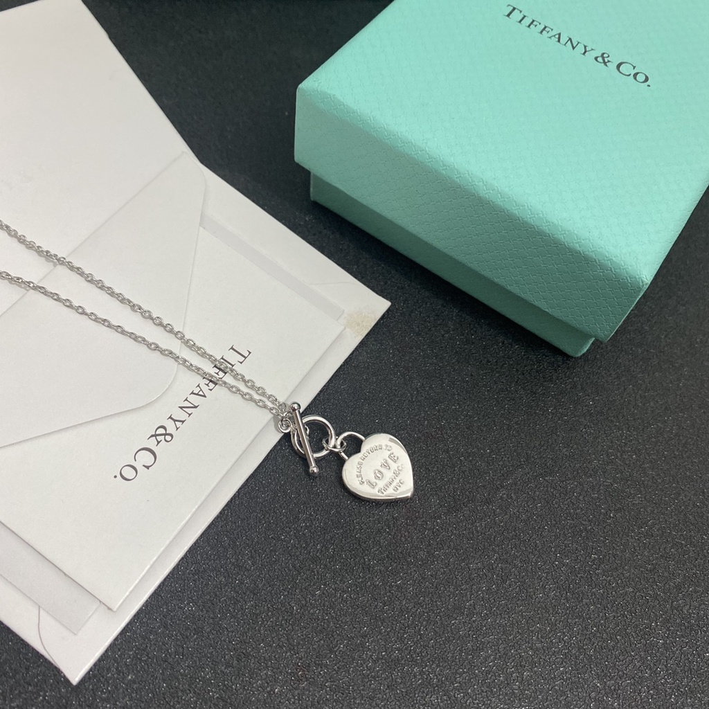 Tiffany & Co Vòng Cổ Choker Dây Xích Đôi CC Mặt Chữ Đơn Giản Tinh Tế Dành Cho Cặp Đôi